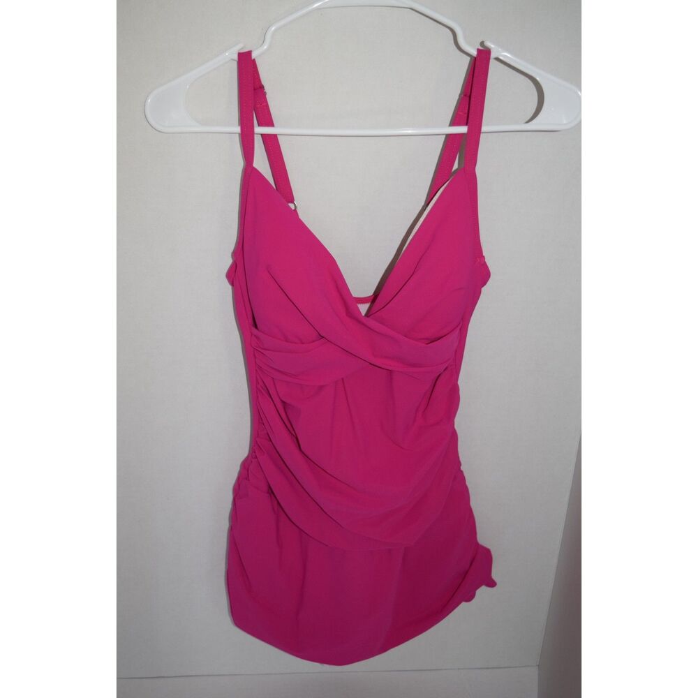 Profile by Gottex Hot Pink Ruched Crossover Swimdress - Size 10